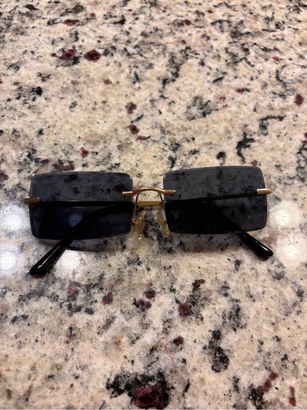 Gold Rim Rimless Rectangle Sunglasses